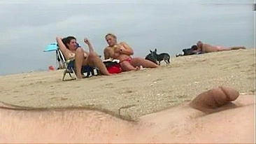 Dick flashing at beach a stranger cums while watching nudist women