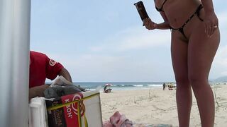 Seductive Brazilian Bikini-Clad Wife At The Beach