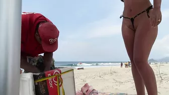 Seductive Brazilian Bikini-Clad Wife At The Beach