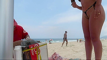 Seductive Brazilian Bikini-Clad Wife At The Beach