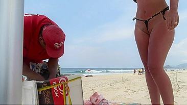Seductive Brazilian Bikini-Clad Wife At The Beach
