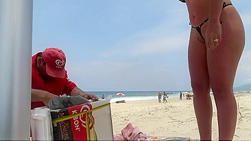 Seductive Brazilian Bikini-Clad Wife At The Beach