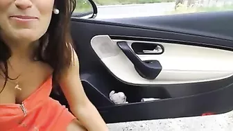 Wife Caught Sucking Cock and Getting a Facial on Public Road