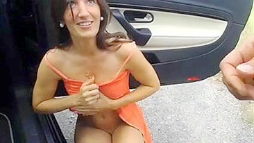 Wife Caught Sucking Cock and Getting a Facial on Public Road