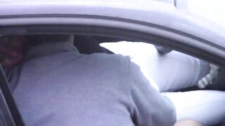 Caught on camera a woman giving blowjob to a stranger in car