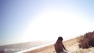 Dirty old nudists jerking off watching couple on the beach - real amateur voyeur beach porn video.