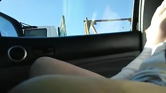 Exhibitionist Girl Flashes Pussy and Tits on Highway to Drivers