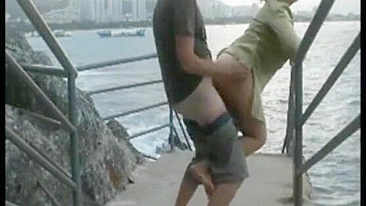 Passionate Couple Engages In Steamy Outdoor Sex By The Tantalizing Sea