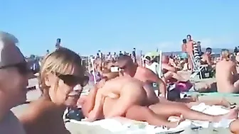 Nudist couples filmed fucking on the beach
