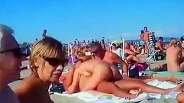 Nudist couples filmed fucking on the beach