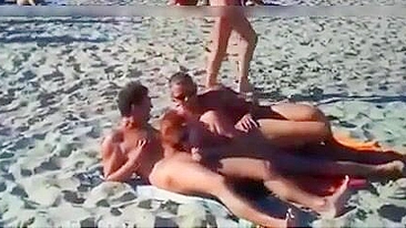 Nudist couples filmed fucking on the beach