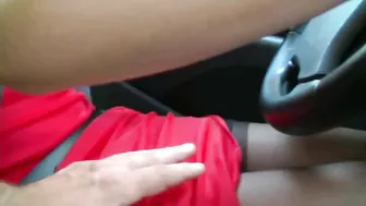 Hot Wife's Sexy Upskirt Stockings In Car Are A Must-See!