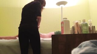 Hidden Cam at Wax Salon Girl Rubs Hard Dick of Customer