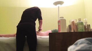 Hidden Cam at Wax Salon Girl Rubs Hard Dick of Customer