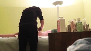 Hidden Cam at Wax Salon Girl Rubs Hard Dick of Customer