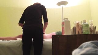 Hidden Cam at Wax Salon Girl Rubs Hard Dick of Customer