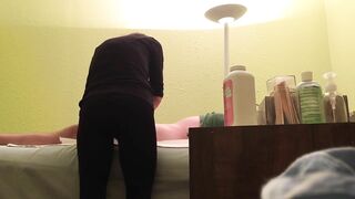 Hidden Cam at Wax Salon Girl Rubs Hard Dick of Customer