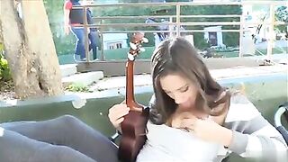 Cute Daring Girl Flashing Boobs and Pussy in Public