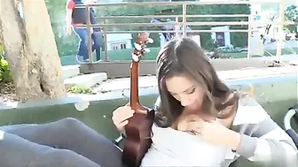Cute Daring Girl Flashing Boobs and Pussy in Public