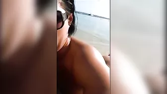 Scorching Brunette Babe's Sensual Blowjob On Sun-Kissed Beach