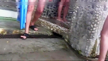 Sneaky Cameraman Captures Exposed Nude Women In Beach Shower Stalls