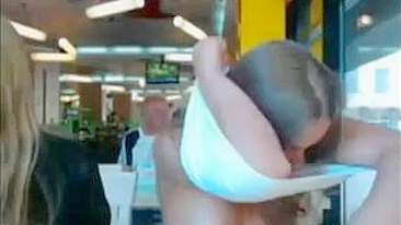 Two Stunning Topless Babes Flaunting Their Hot Assets In A Public Spot