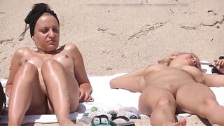 Two Sexily Naked Ladies Secretly Filmed At The Beach