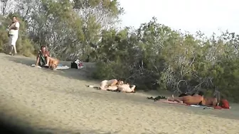 Swinger couples making sex on Spanish beach with nudists