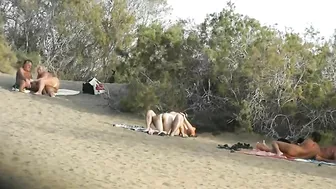 Swinger couples making sex on Spanish beach with nudists