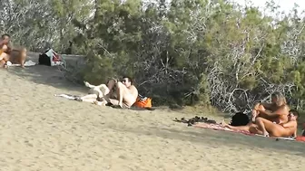 Swinger couples making sex on Spanish beach with nudists