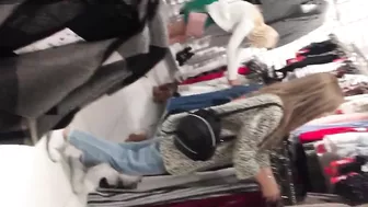 Two horny girls make out in dressing room at mall Two horny girls make out in dressing room at mall