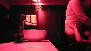 Amateur couple fucking in a public bathroom