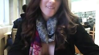 Beautiful Horny Girl With Big Tits Flashing In Library