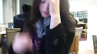 Beautiful Horny Girl With Big Tits Flashing In Library