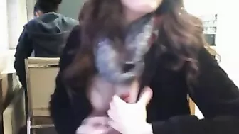 Beautiful Horny Girl With Big Tits Flashing In Library