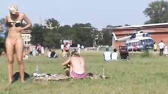 Hidden voyeur spy cam in public hot girl sunbath with small thong