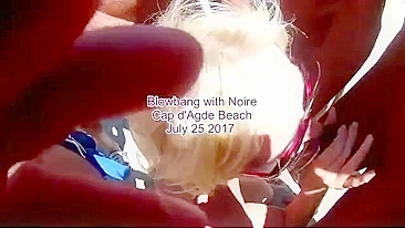 Slut French wife nudist on the beach in gangbang sex with strangers