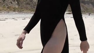 Pretty Young Girl Walking Totally Nude On Public Beach