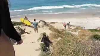 Pretty Young Girl Walking Totally Nude On Public Beach