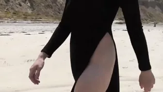 Pretty Young Girl Walking Totally Nude On Public Beach