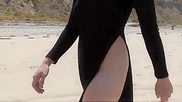 Pretty Young Girl Walking Totally Nude On Public Beach