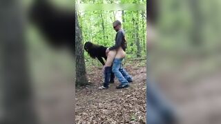 Passionate Italian Couple With Lustful Outdoor Woods Fucking Caught On Camera