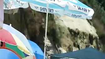 Smutty Peeping At Beach On Shamelessly Nude Mature Temptress