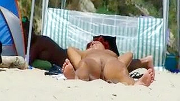 Smutty Peeping At Beach On Shamelessly Nude Mature Temptress