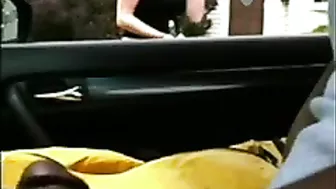 Black Dude in Car Flashes Dick at White Woman