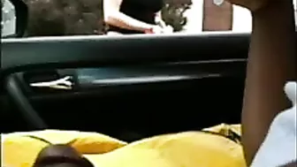 Black Dude in Car Flashes Dick at White Woman
