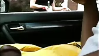 Black Dude in Car Flashes Dick at White Woman
