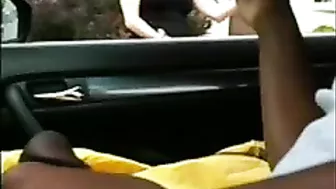 Black Dude in Car Flashes Dick at White Woman