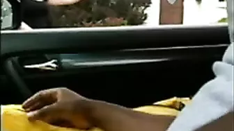 Black Dude in Car Flashes Dick at White Woman