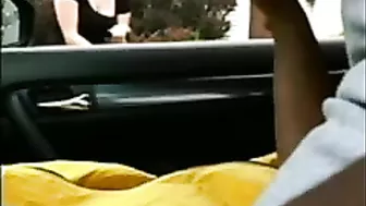 Black Dude in Car Flashes Dick at White Woman